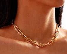 Gold Plate Chain Necklace with Designer Links.