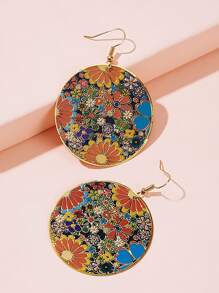 Chinese Cloisonné Round Earrings